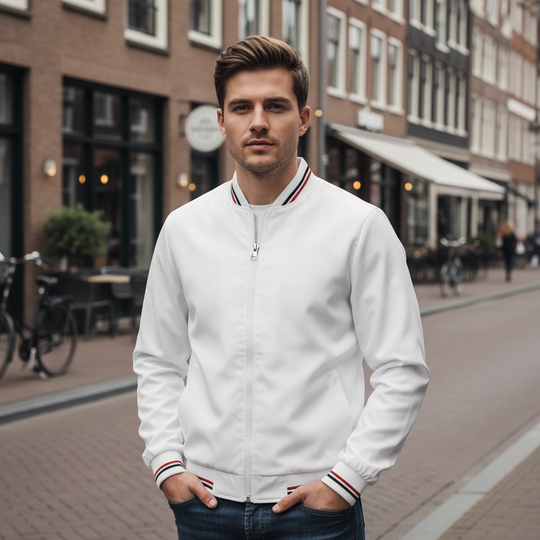 Victor Heren Bomberjack | Lichtgewicht Design-Basser-Wit-M-Basser