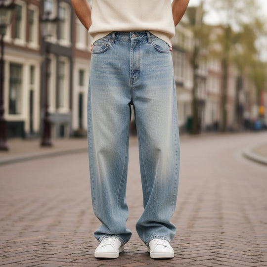 Victor Heren Broek | Rechte Pasvorm-Basser-Blauw-S-Basser