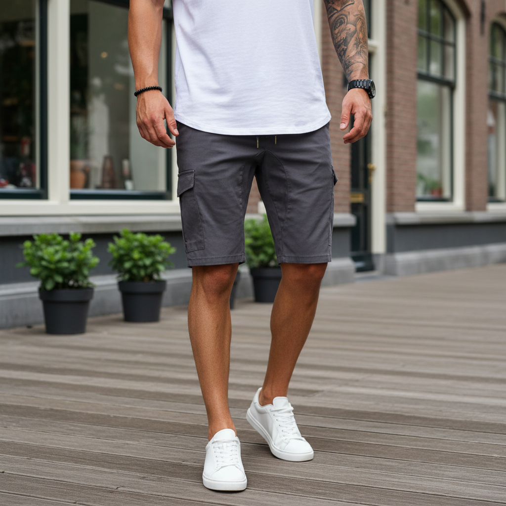 Victor Heren Korte Broek | Slanke Pasvorm-Basser-Grijs-M-Basser