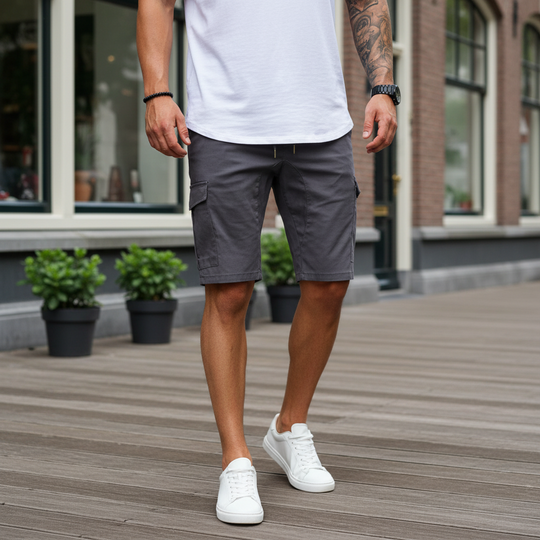 Victor Heren Korte Broek | Slanke Pasvorm-Basser-Grijs-M-Basser