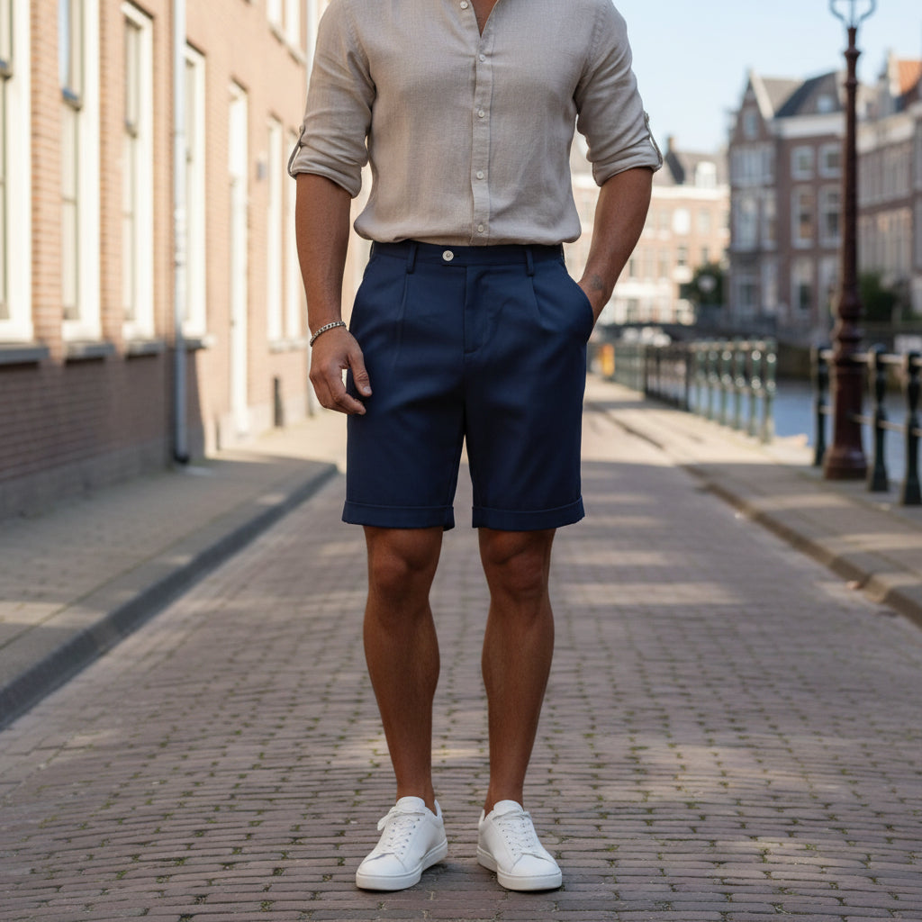 Victor Heren Korte Broek | Straight Fit-Basser-Marineblauw-S-Basser