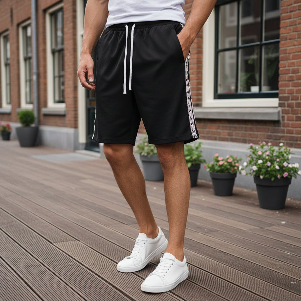 Victor Heren Korte Broek | Verstelbaar Trekkoord-Basser-Zwart-M-Basser