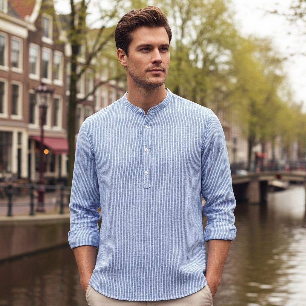 Victor Heren Longsleeve | Ademend Henley Shirt-Basser-Basser