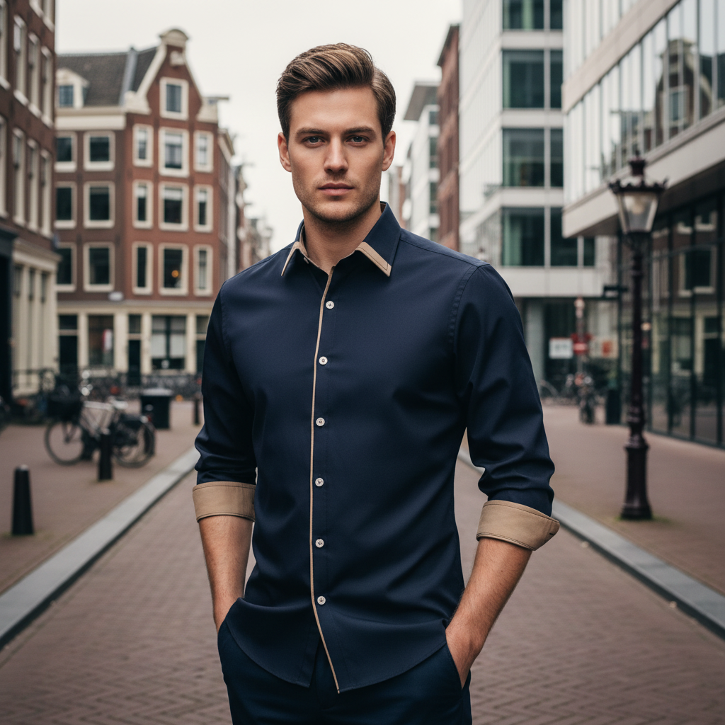 Victor Heren Overhemd | Elegante Tailoring-Basser-Donkerblauw-S-Basser