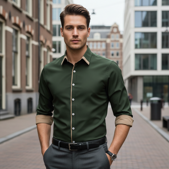 Victor Heren Overhemd | Elegante Tailoring-Basser-Groen-S-Basser