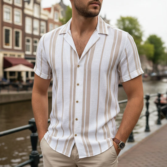 Victor Heren Overhemd | Multicolor Strepen-Heren tops-Basser-Basser