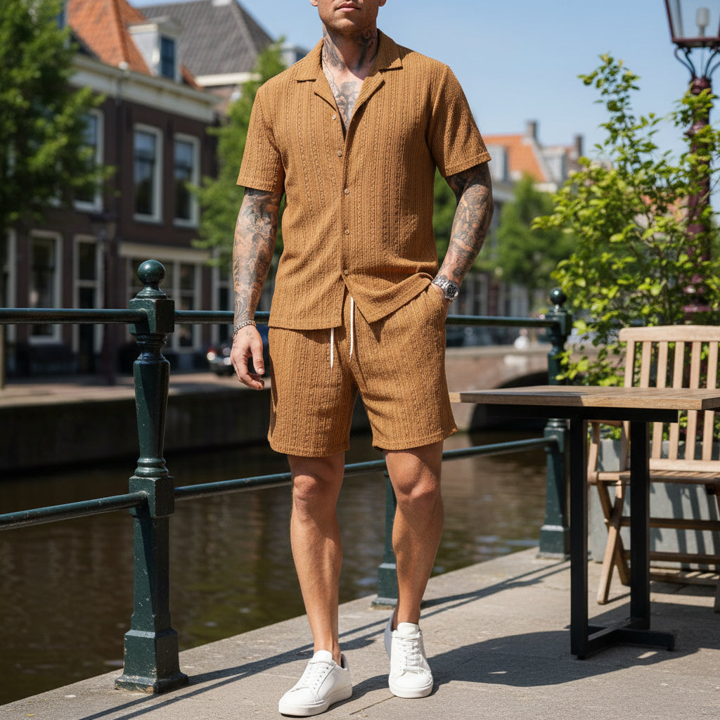Victor Heren Set | Casual Comfort-Basser-Khaki-S-Basser
