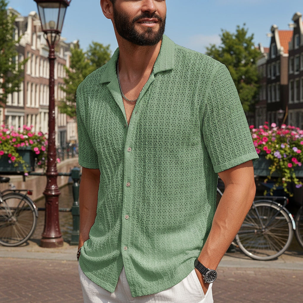 Victor Heren Shirt | Klassieke Reverskraag-Basser-Lichtgroen-M-Basser