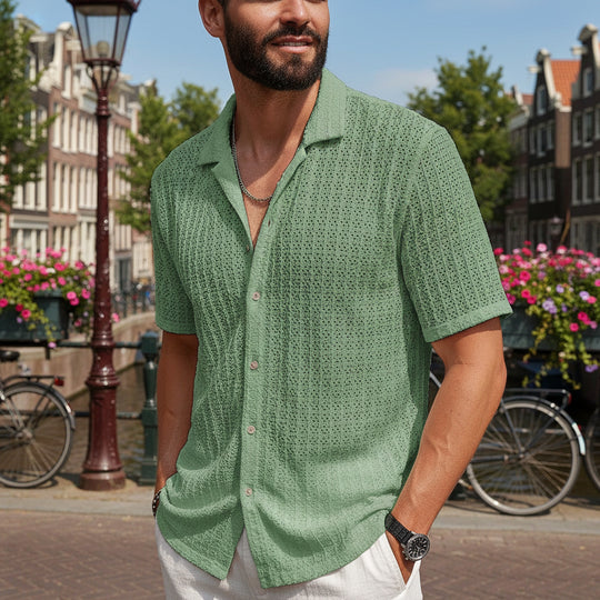 Victor Heren Shirt | Klassieke Reverskraag-Basser-Lichtgroen-M-Basser