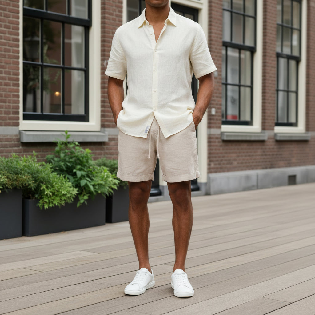 Victor Heren Short | Moderne Pasvorm-Basser-Beige-S-Basser