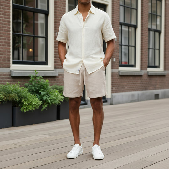 Victor Heren Short | Moderne Pasvorm-Basser-Beige-S-Basser