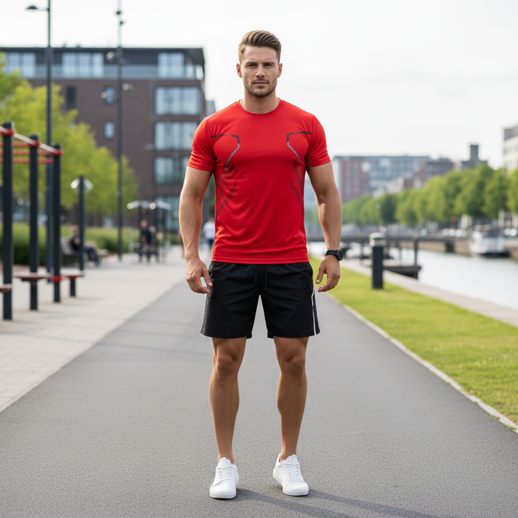 Victor Heren Sportset | Ademend en Comfortabel-Basser-Rood-XS-Basser