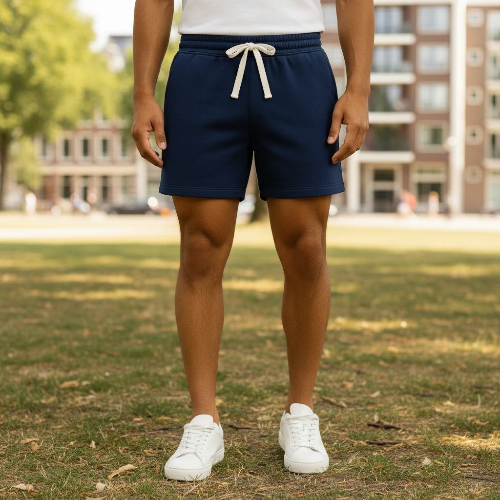 Victor Heren Sweatshort | Relaxte Pasvorm-Basser-Donkerblauw-S-Basser
