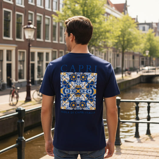 Victor Heren T-Shirt | Capri Print-Basser-Donkerblauw-S-Basser