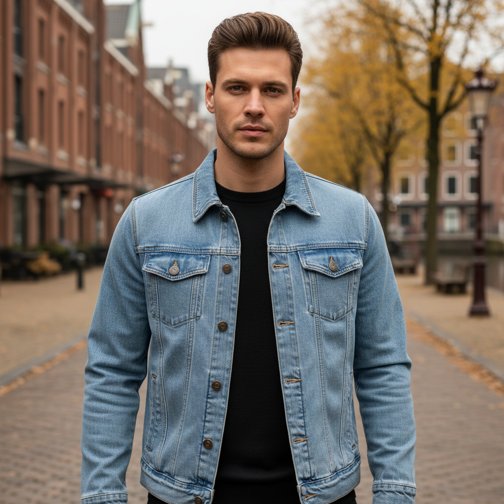 Victor Heren Truckerjack | Tijdloos Design-Herenjassen-Basser-Blauw-M-Basser