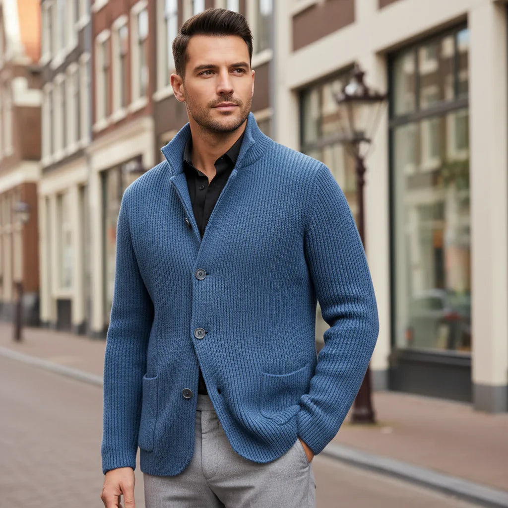 Victor – Heren Vest | Elegante Pasvorm met Paspelzakken voor Stijlvolle Looks-Basser-Blauw-M-Basser