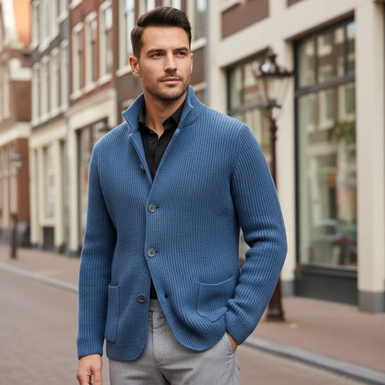 Victor – Heren Vest | Elegante Pasvorm met Paspelzakken voor Stijlvolle Looks-Basser-Blauw-M-Basser