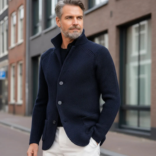 Victor – Heren Vest | Elegante Pasvorm met Paspelzakken voor Stijlvolle Looks-Basser-Donkerblauw-M-Basser