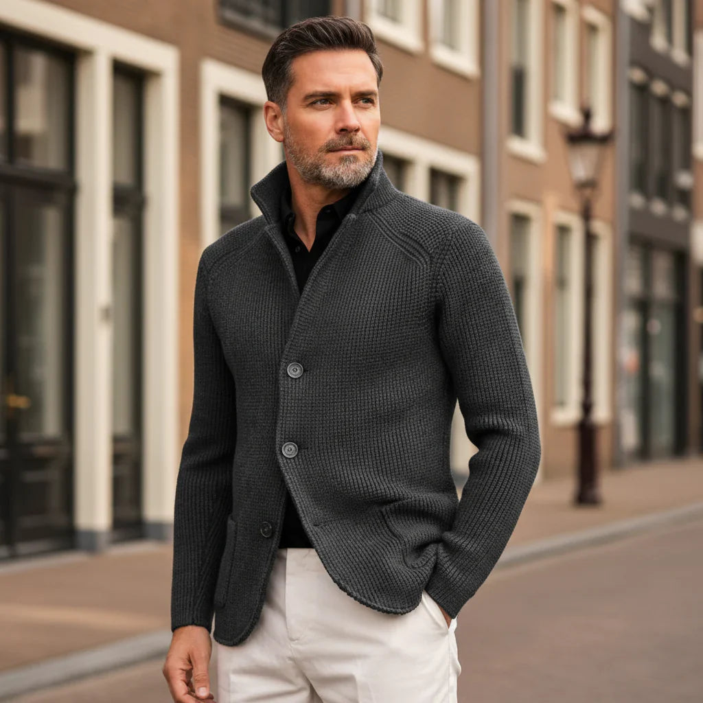 Victor – Heren Vest | Elegante Pasvorm met Paspelzakken voor Stijlvolle Looks-Basser-Grijs-M-Basser