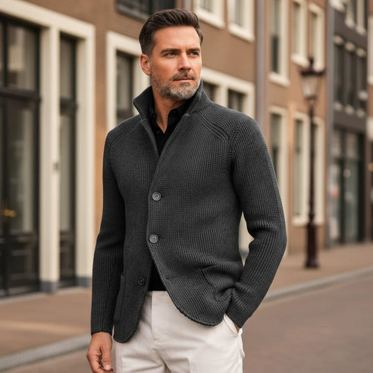 Victor – Heren Vest | Elegante Pasvorm met Paspelzakken voor Stijlvolle Looks-Basser-Grijs-M-Basser