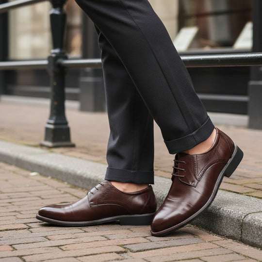 Victor Heren Veterschoenen | Brogue-Details-Heren Dresschoenen-Basser-Bruin-38-Basser