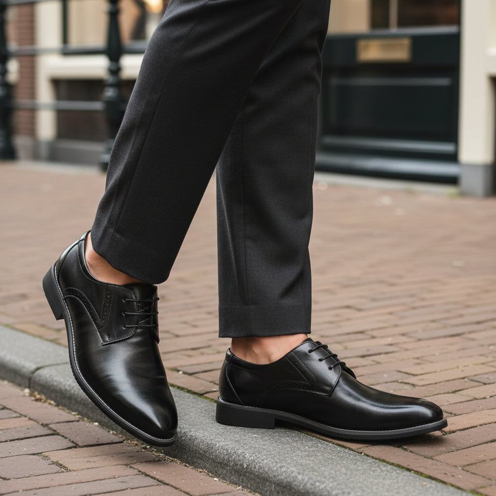 Victor Heren Veterschoenen | Brogue-Details-Heren Dresschoenen-Basser-Zwart-38-Basser
