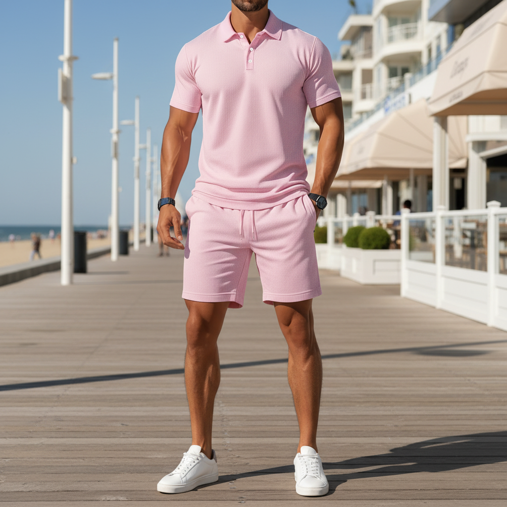 Victor Heren Zomerset | Casual Comfort-Basser-Lichtroze-S-Basser