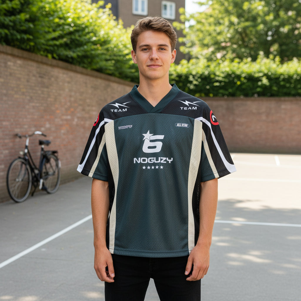 Victor Uniseks Voetbalshirt | Retro V-hals-Basser-Donkergrijs-S-Basser