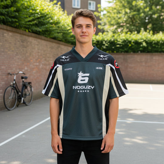 Victor Uniseks Voetbalshirt | Retro V-hals-Basser-Donkergrijs-S-Basser