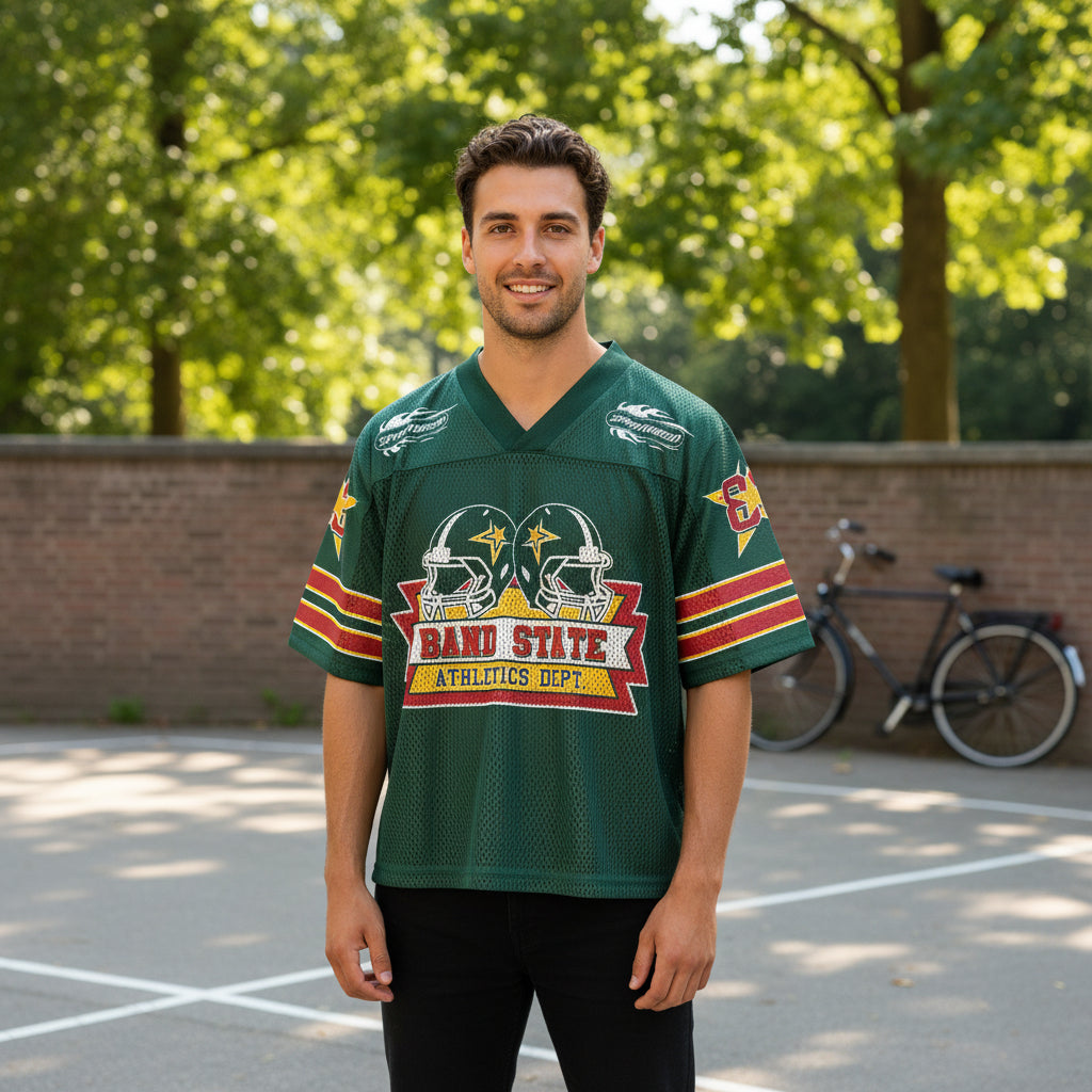 Victor Uniseks Voetbalshirt | Retro V-hals-Basser-Donkergroen-S-Basser