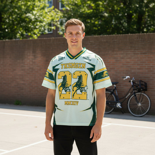 Victor Uniseks Voetbalshirt | Retro V-hals-Basser-Groen-S-Basser