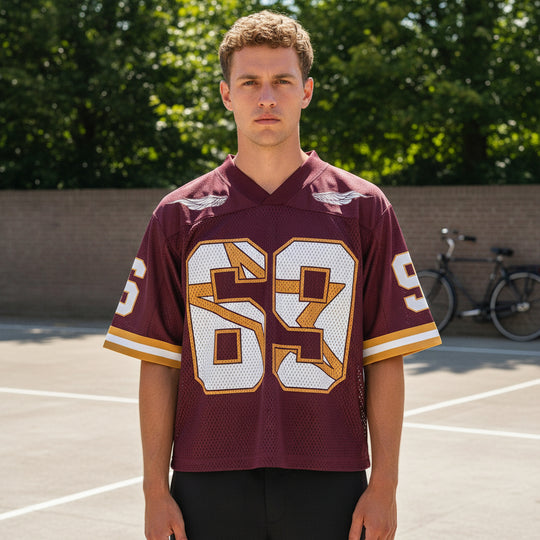 Victor Uniseks Voetbalshirt | Retro V-hals-Basser-Maroon-S-Basser