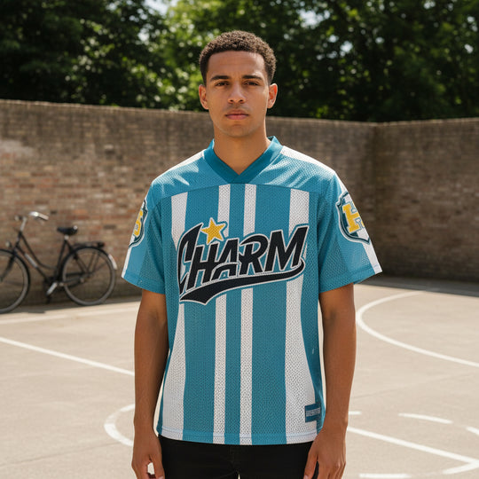 Victor Uniseks Voetbalshirt | Retro V-hals-Basser-Teal-S-Basser
