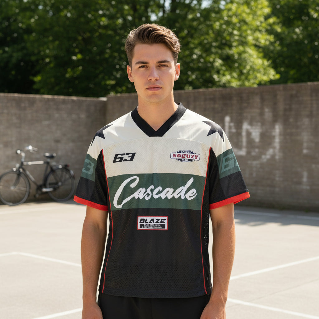 Victor Uniseks Voetbalshirt | Retro V-hals-Basser-Zwart-S-Basser