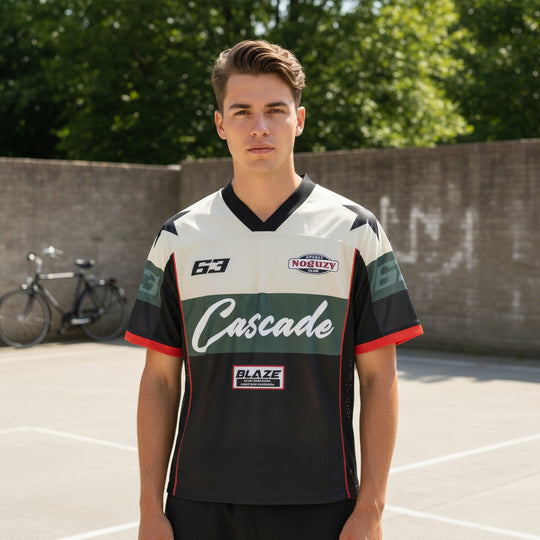 Victor Uniseks Voetbalshirt | Retro V-hals-Basser-Zwart-S-Basser