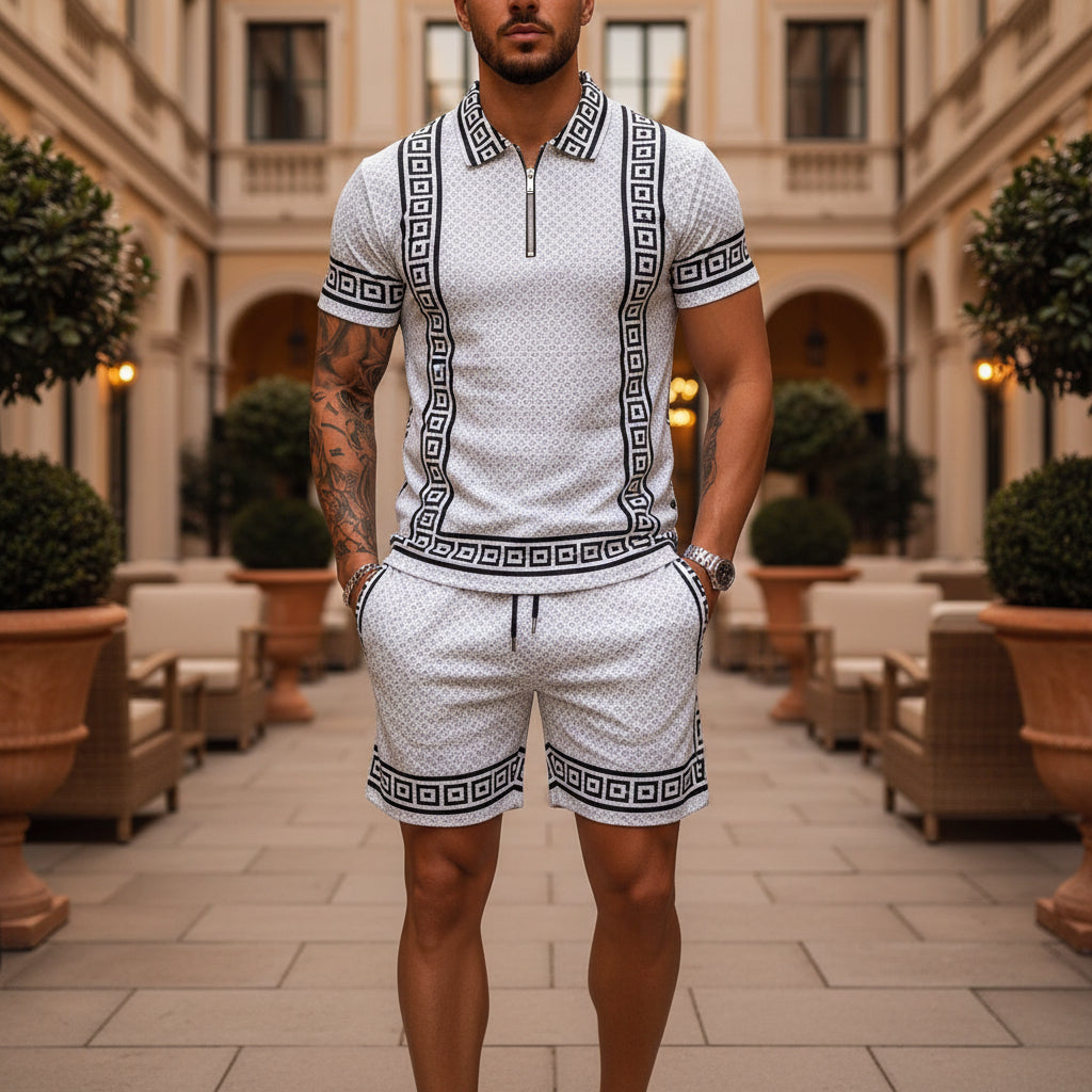 Vince Heren Co-ord Set | Barok Accenten-Basser-Grijs-M-Basser