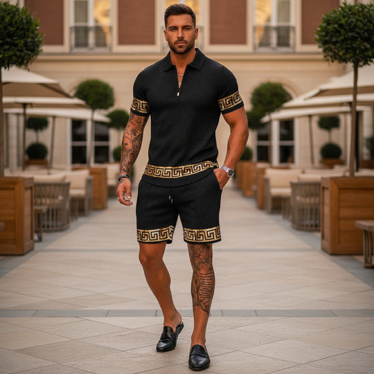 Vince Heren Co-ord Set | Barok Accenten-Basser-Zwart-M-Basser