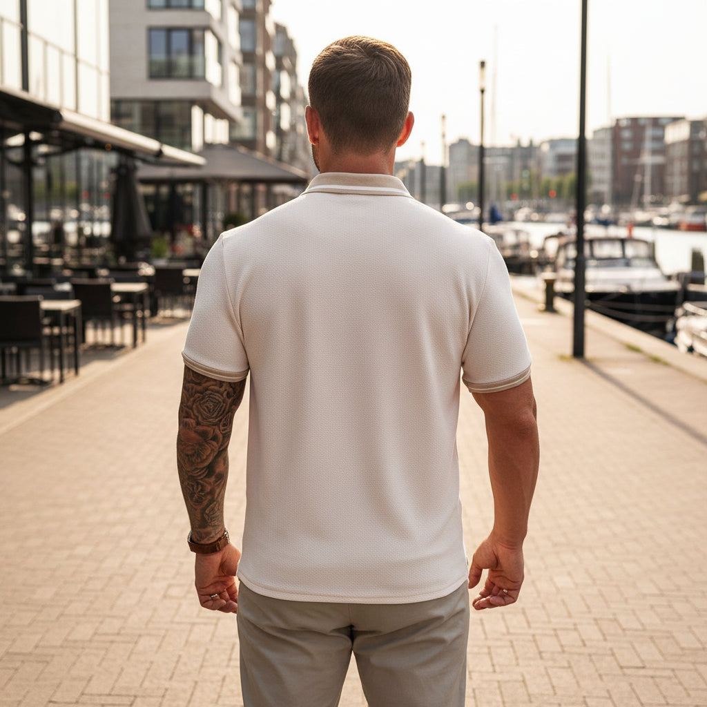 Vince Heren Poloshirt | Geplisseerde Details-Heren tops-Basser-Basser