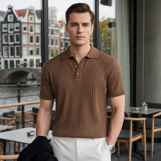 Vince Heren Poloshirt | Geribbelde Structuur-Heren tops-Basser-Basser