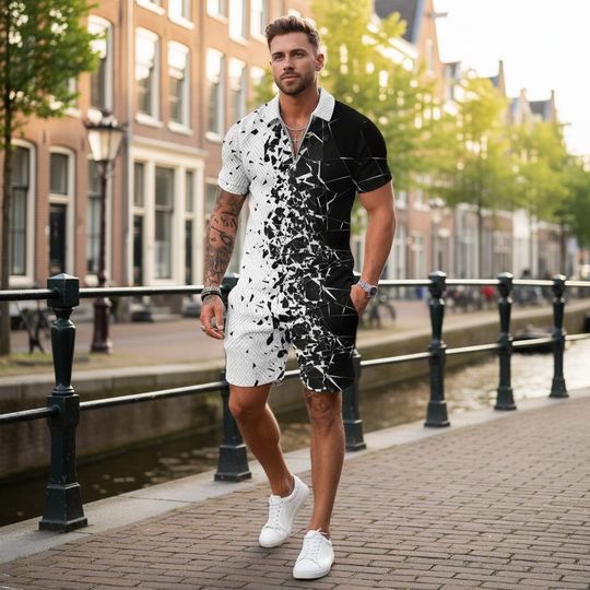 Vince Heren Set | Relaxed Fit-Basser-Gebarsten Glas-S-Basser