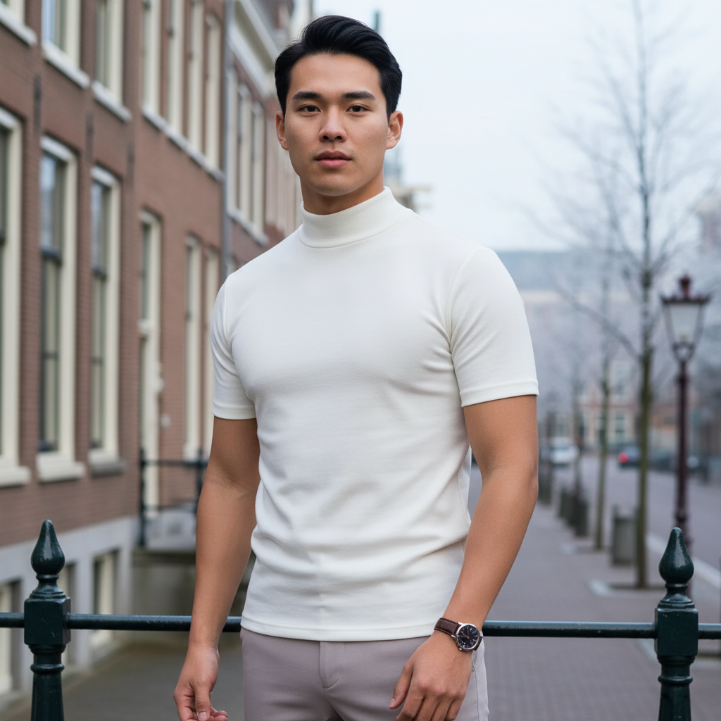 Vince Heren Shirt | Coltrui met Slanke Pasvorm-Coltruien-Basser-Wit-S-Basser