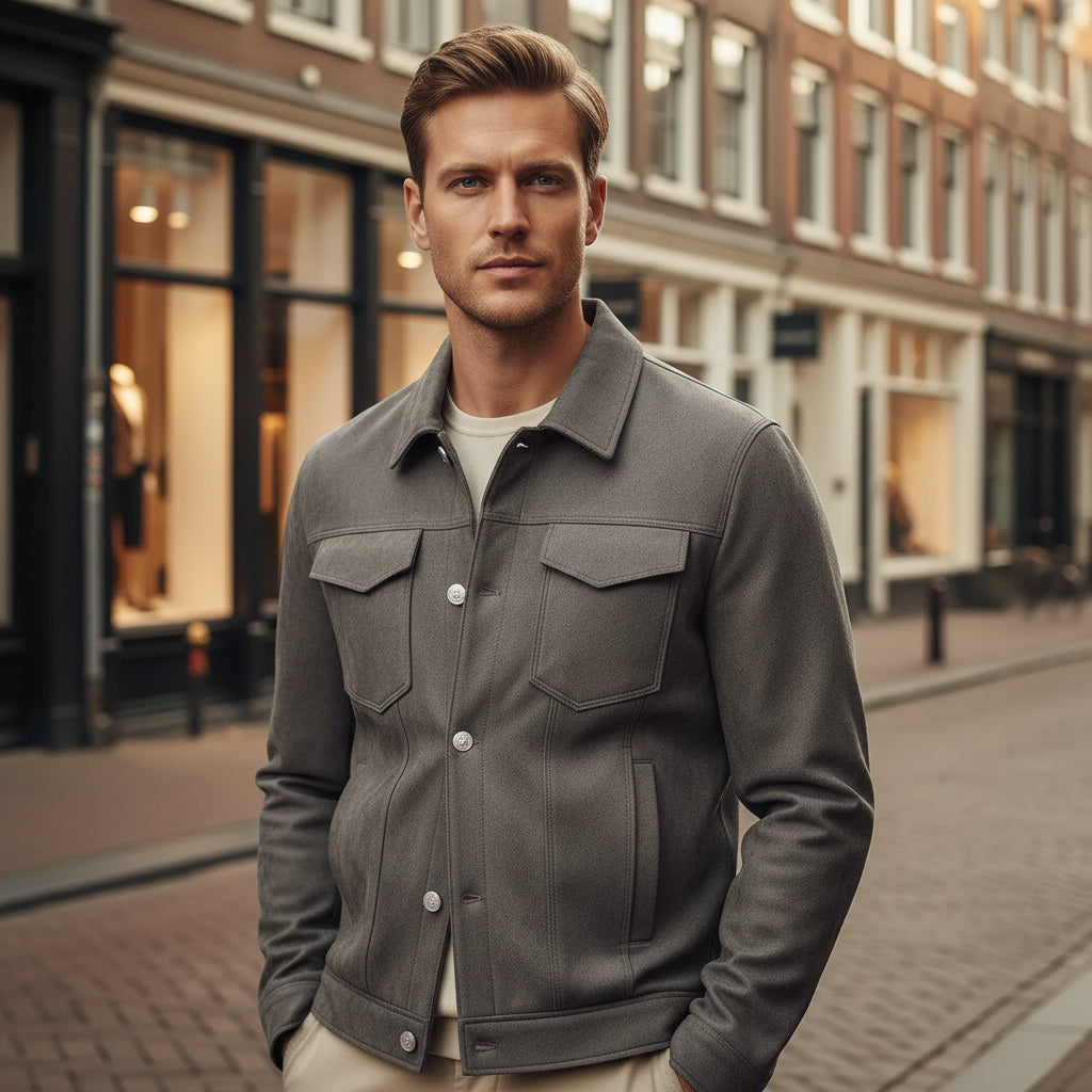 Vince Heren Winterjas | Tijdloos Suède-Basser-Grijs-M-Basser