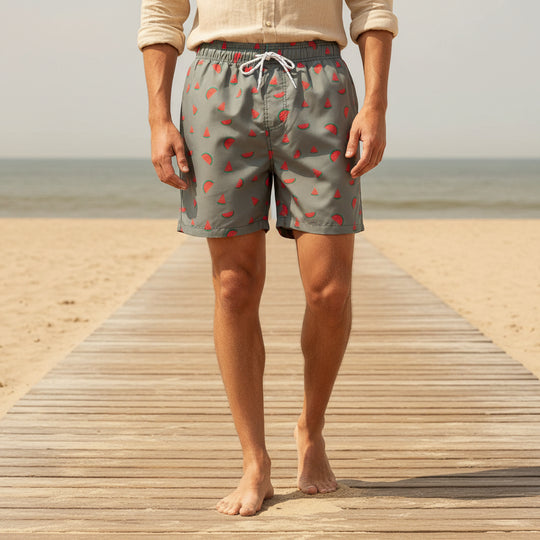 Vince Heren Zwemshort | Opvallende Prints-Basser-Grijs (Watermeloen print)-S-Basser