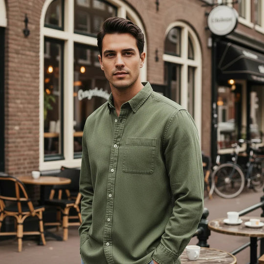 Vincent – Heren Overhemd | Tijdloze Klassieke Snit voor Comfort en Stijl-Basser-Groen-S-Basser