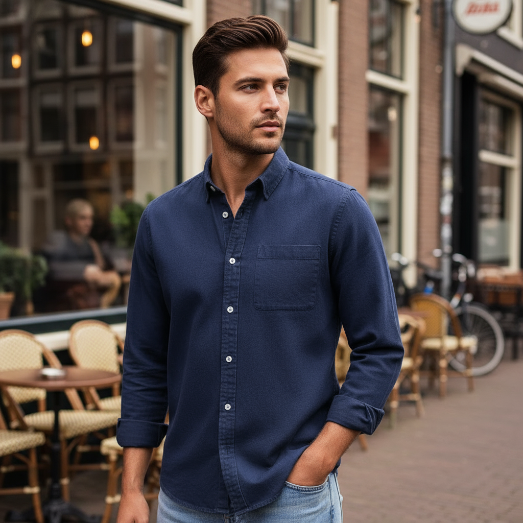 Vincent – Heren Overhemd | Tijdloze Klassieke Snit voor Comfort en Stijl-Basser-Marineblauw-S-Basser