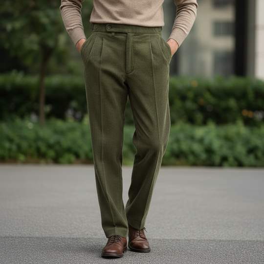Zander Heren Broek | Klassieke Pasvorm-Basser-Olijfgroen-XS-Basser