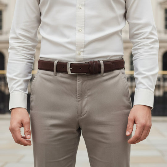 Zeno Heren Riem | Leren Met Tijdloos Ontwerp-Basser-Donkerbruin-100cm-Basser
